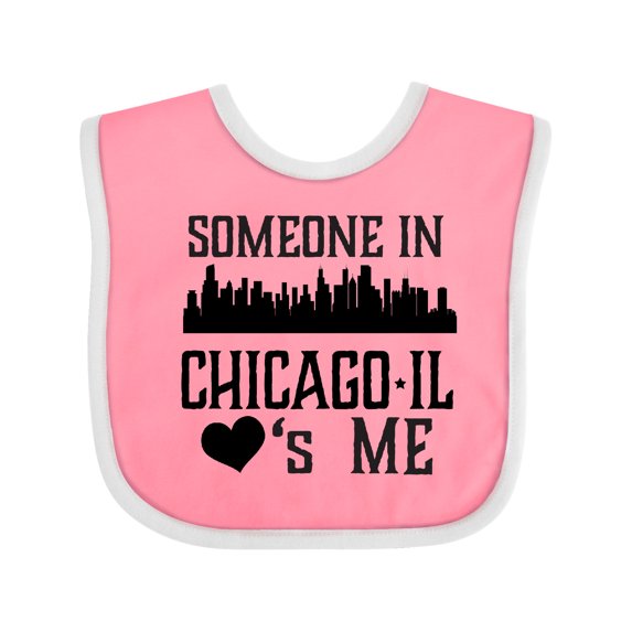 Inktastic Chicago Illinois Someone Loves Me Skyline Boys or Girls Baby Bib