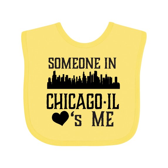 Inktastic Chicago Illinois Someone Loves Me Skyline Boys or Girls Baby Bib