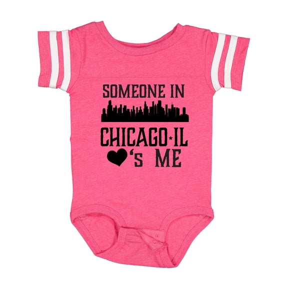 Inktastic Chicago Illinois Someone Loves Me Skyline Boys or Girls Baby Bodysuit