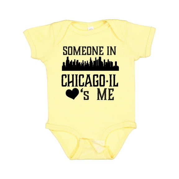 Inktastic Chicago Illinois Someone Loves Me Skyline Boys or Girls Baby Bodysuit