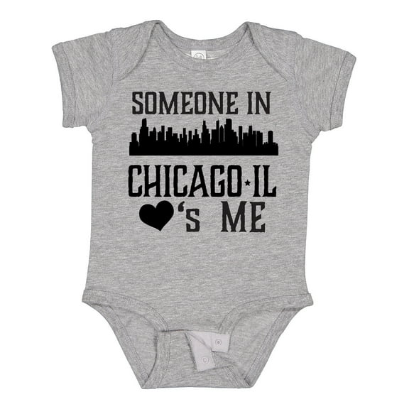 Inktastic Chicago Illinois Someone Loves Me Skyline Boys or Girls Baby Bodysuit