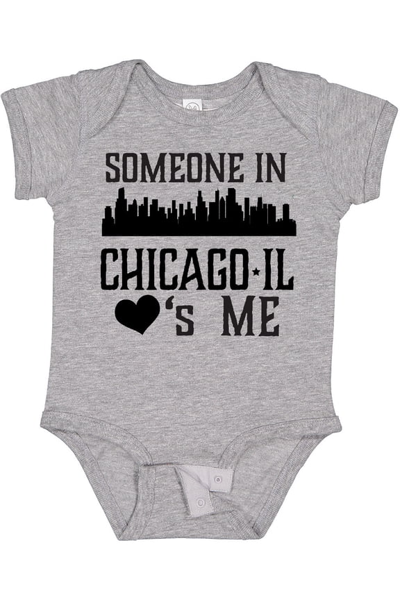 Chicago Illinois Someone Loves Me Skyline Boys or Girls Baby Bodysuit