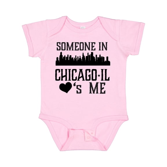 Inktastic Chicago Illinois Someone Loves Me Skyline Boys or Girls Baby Bodysuit