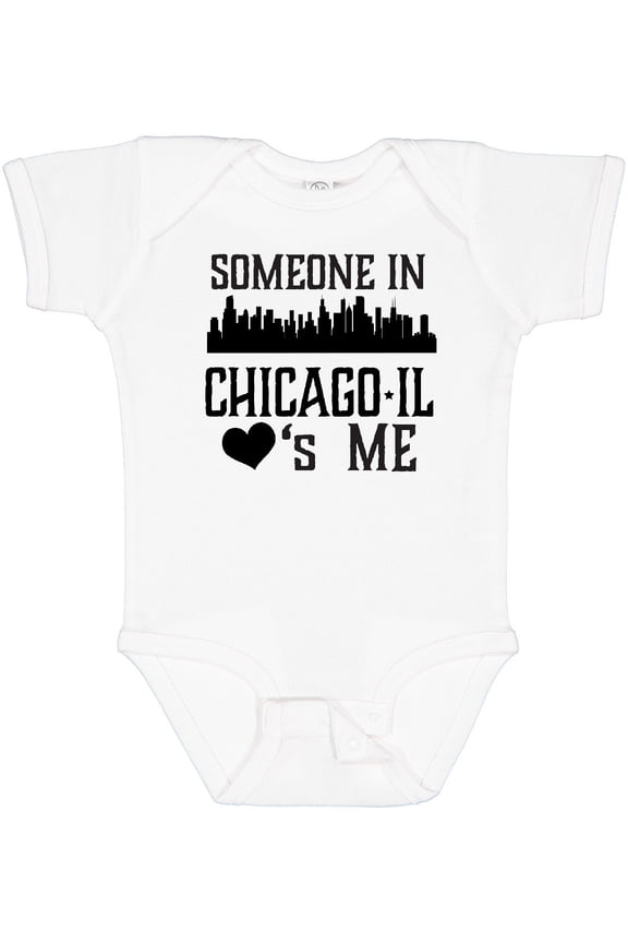 Chicago Illinois Someone Loves Me Skyline Boys or Girls Baby Bodysuit