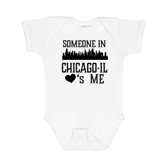 Inktastic Chicago Illinois Someone Loves Me Skyline Boys or Girls Baby Bodysuit