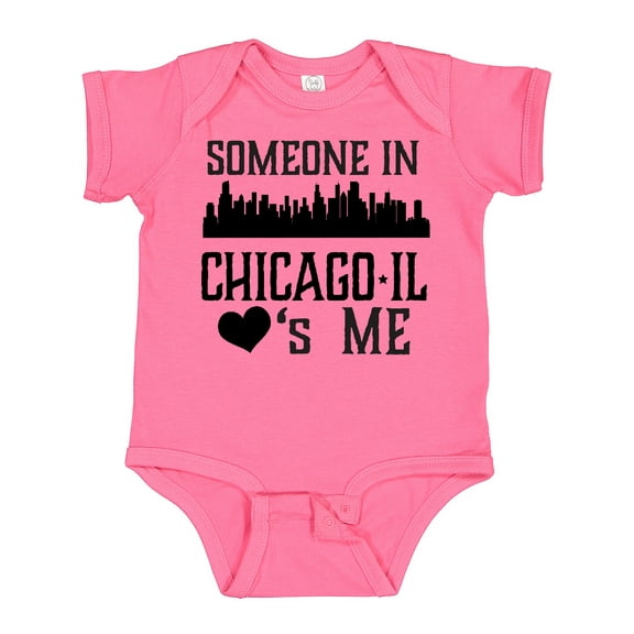 Inktastic Chicago Illinois Someone Loves Me Skyline Boys or Girls Baby Bodysuit