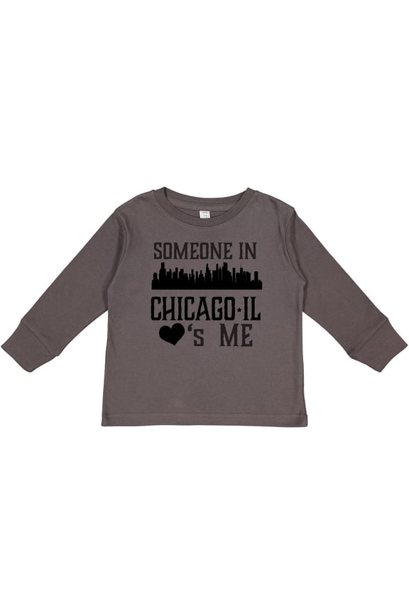 Chicago Illinois Someone Loves Me Skyline Boys or Girls Long Sleeve Toddler T-Shirt
