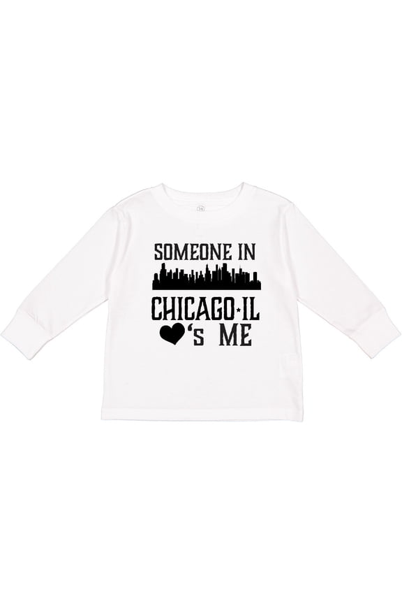 Chicago Illinois Someone Loves Me Skyline Boys or Girls Long Sleeve Toddler T-Shirt