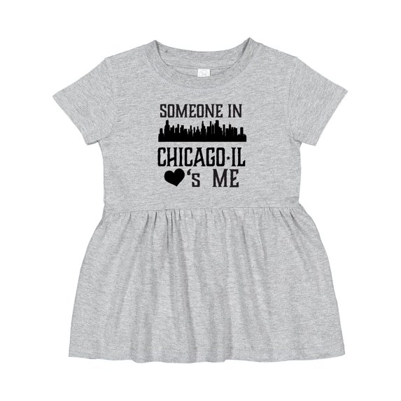 Inktastic Chicago Illinois Someone Loves Me Skyline Girls Baby Dress
