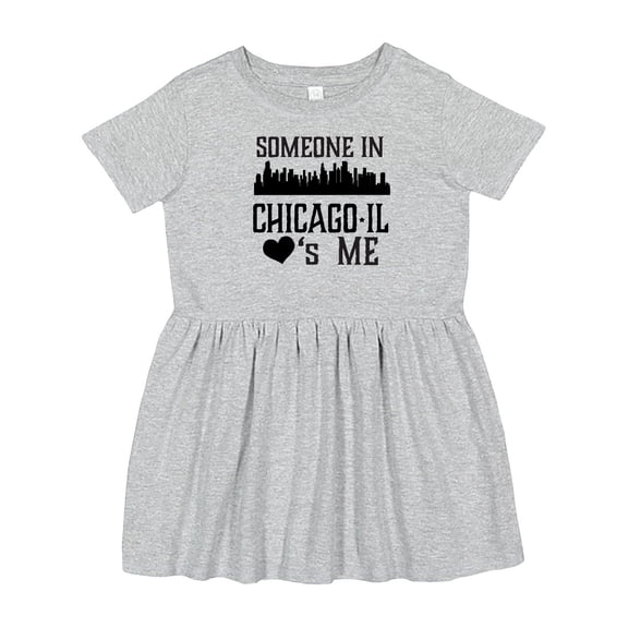 Inktastic Chicago Illinois Someone Loves Me Skyline Girls Toddler Dress