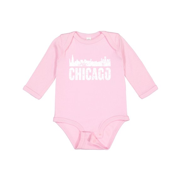 Inktastic Chicago Skyline Grunge Boys or Girls Long Sleeve Baby Bodysuit