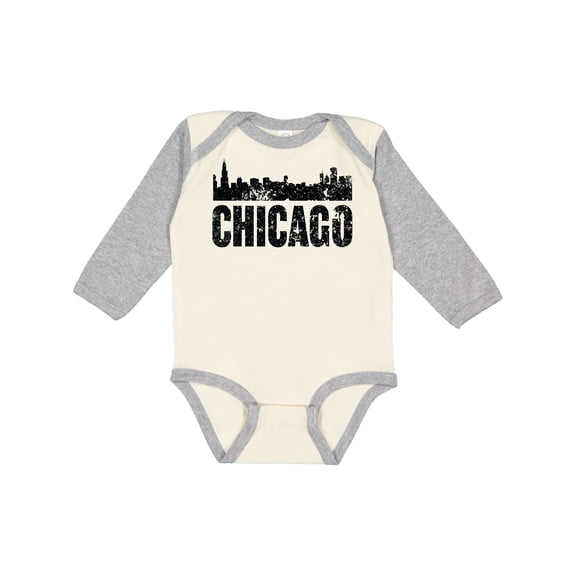 Inktastic Chicago Skyline Grunge Boys or Girls Long Sleeve Baby Bodysuit