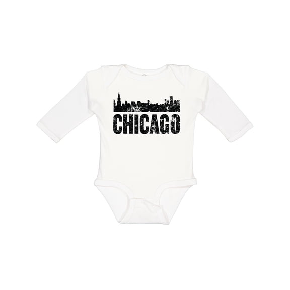 Inktastic Chicago Skyline Grunge Boys or Girls Long Sleeve Baby Bodysuit