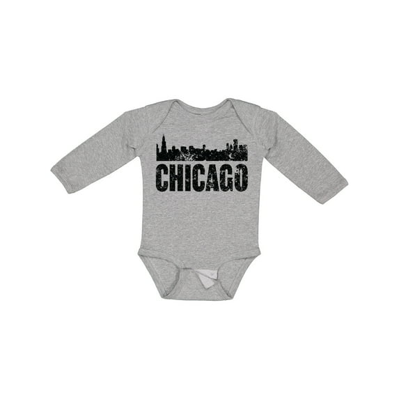 Inktastic Chicago Skyline Grunge Boys or Girls Long Sleeve Baby Bodysuit