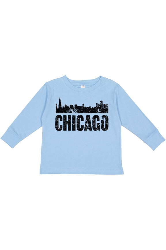 Chicago Skyline Grunge Boys or Girls Long Sleeve Toddler T-Shirt