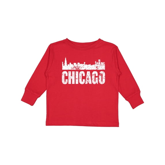 Inktastic Chicago Skyline Grunge Boys or Girls Long Sleeve Toddler T-Shirt
