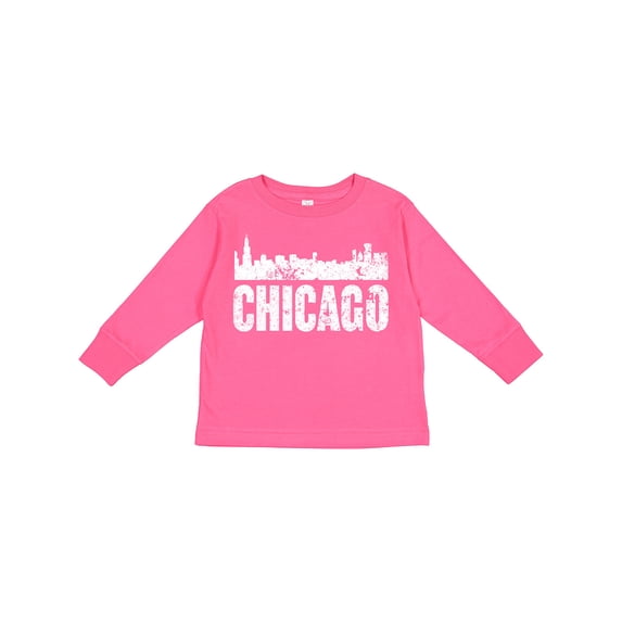 Inktastic Chicago Skyline Grunge Boys or Girls Long Sleeve Toddler T-Shirt