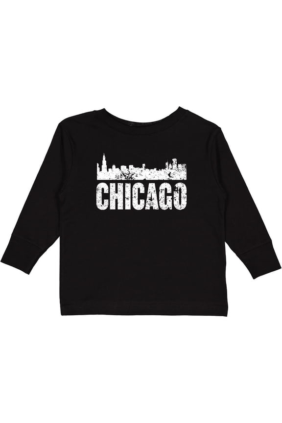 Chicago Skyline Grunge Boys or Girls Long Sleeve Toddler T-Shirt