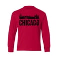 thumbnail image 1 of Inktastic Chicago Skyline Grunge Long Sleeve Youth T-Shirt, 1 of 5