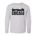 thumbnail image 1 of Inktastic Chicago Skyline Grunge Long Sleeve Youth T-Shirt, 1 of 5
