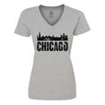 thumbnail image 1 of Inktastic Chicago Skyline Grunge Women's V-Neck T-Shirt, 1 of 5