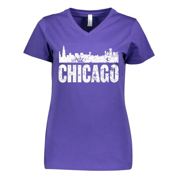 Inktastic Chicago Skyline Grunge Women's V-Neck T-Shirt