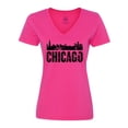 thumbnail image 1 of Inktastic Chicago Skyline Grunge Women's V-Neck T-Shirt, 1 of 5