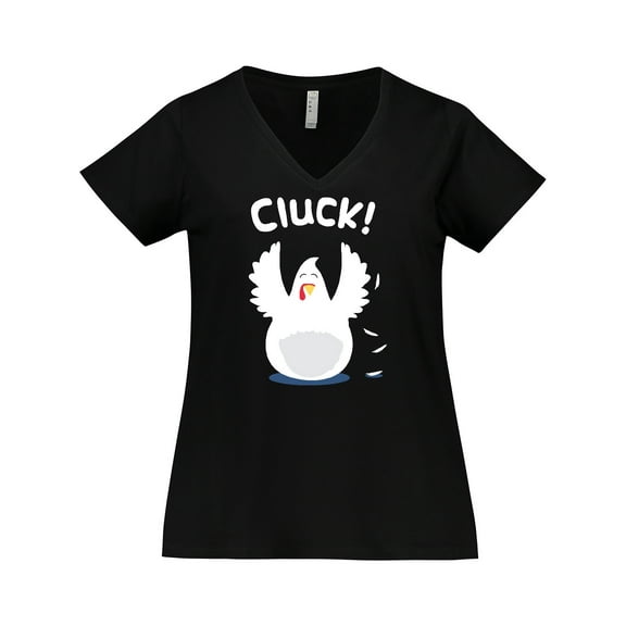 Inktastic Chicken Barnyard Farm Cluck Women's Plus Size V-Neck T-Shirt