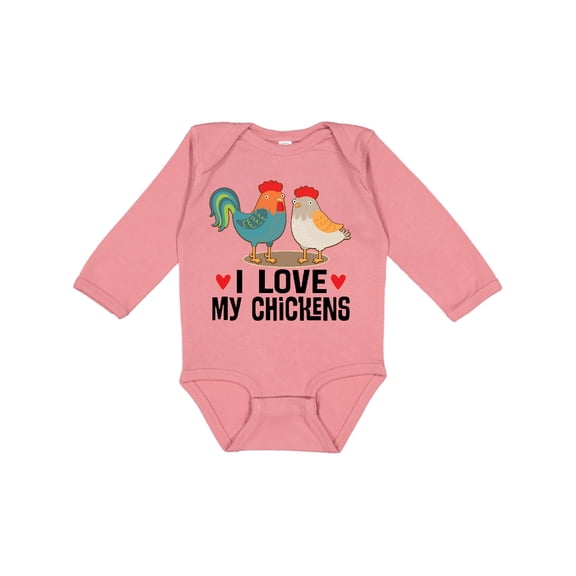 Inktastic Chicken Farmer I Love My Chickens Boys or Girls Long Sleeve Baby Bodysuit