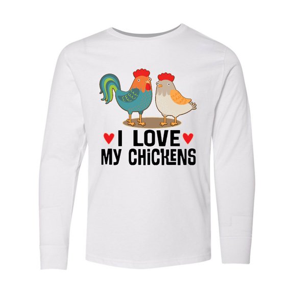 Inktastic Chicken Farmer I Love My Chickens Long Sleeve Youth T-Shirt