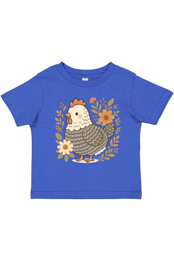Chicken Flowered Cottagecore Girls Toddler T-Shirt