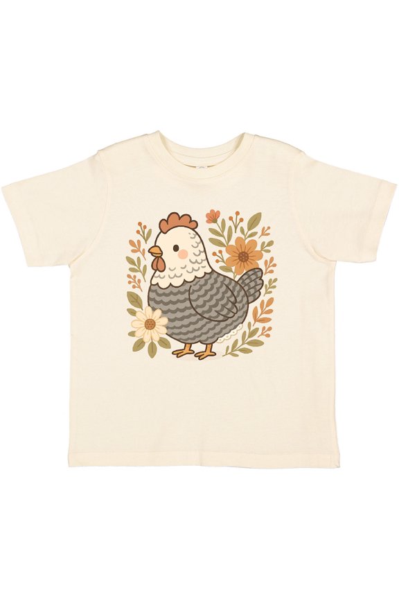 Chicken Flowered Cottagecore Girls Toddler T-Shirt