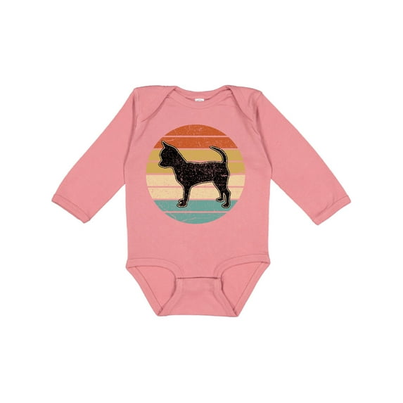 Inktastic Chihuahua Dog Retro Sunset Boys or Girls Long Sleeve Baby Bodysuit