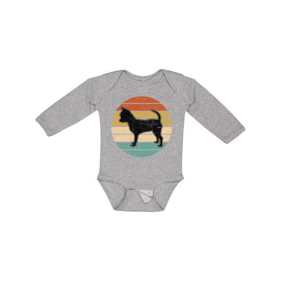 Inktastic Chihuahua Dog Retro Sunset Boys or Girls Long Sleeve Baby Bodysuit