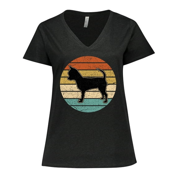 Inktastic Chihuahua Dog Retro Sunset Women's Plus Size V-Neck T-Shirt