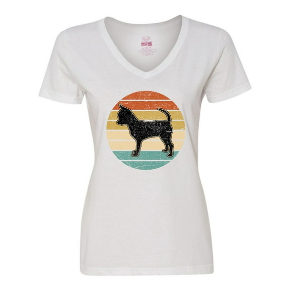 Inktastic Chihuahua Dog Retro Sunset Women's V-Neck T-Shirt