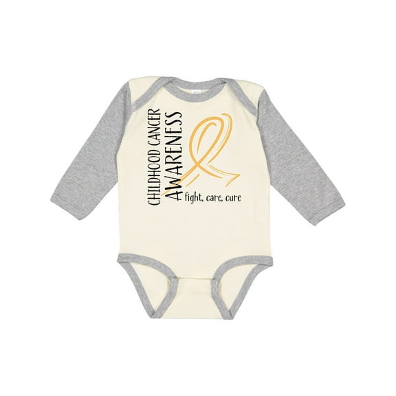 Inktastic Childhood Cancer Awareness- Fight, Care, Cure Boys or Girls Long Sleeve Baby Bodysuit