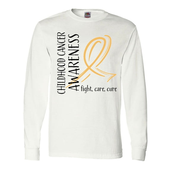 Inktastic Childhood Cancer Awareness- Fight, Care, Cure Long Sleeve T-Shirt