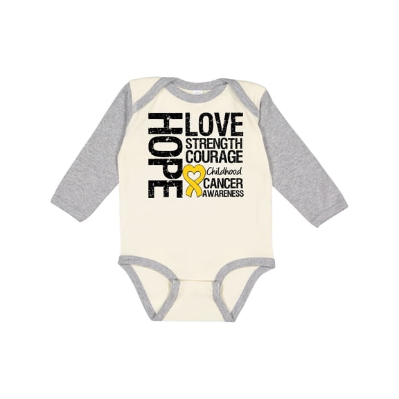 Inktastic Childhood Cancer Hope Love Strength Boys or Girls Long Sleeve Baby Bodysuit