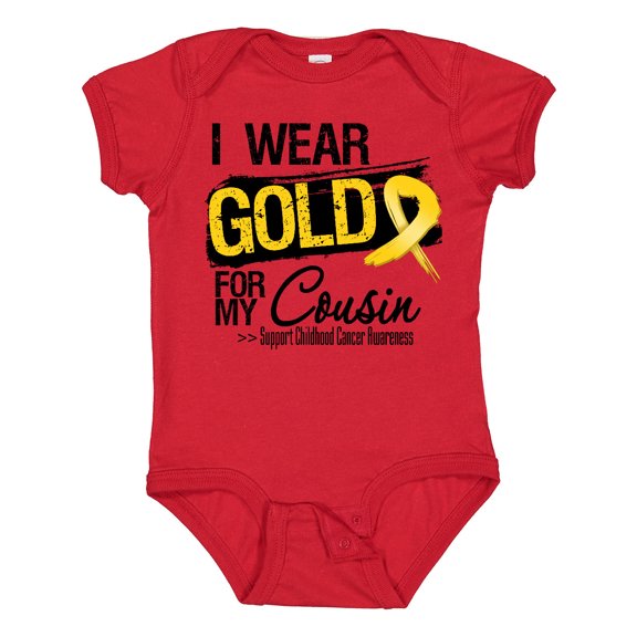 Inktastic Childhood Cancer Ribbon for My Cousin Boys or Girls Baby Bodysuit