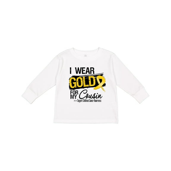 Inktastic Childhood Cancer Ribbon for My Cousin Boys or Girls Long Sleeve Toddler T-Shirt