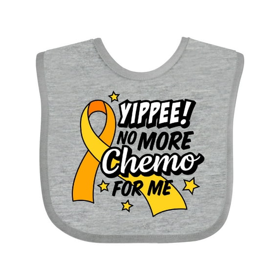 Inktastic Chilhood Cancer Awareness Yippee No More Chemo for Me Boys or Girls Baby Bib