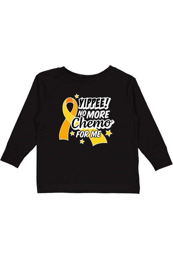 Chilhood Cancer Awareness Yippee No More Chemo for Me Boys or Girls Long Sleeve Toddler T-Shirt