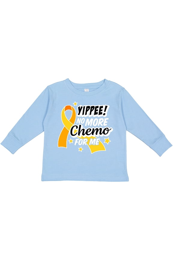 Chilhood Cancer Awareness Yippee No More Chemo for Me Boys or Girls Long Sleeve Toddler T-Shirt