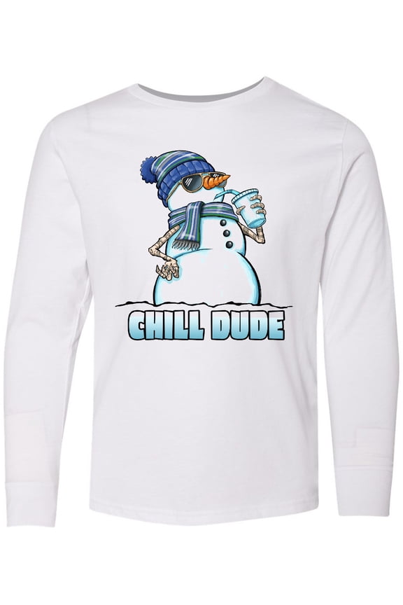 Chill Dude Winter Snowman Long Sleeve Youth T-Shirt