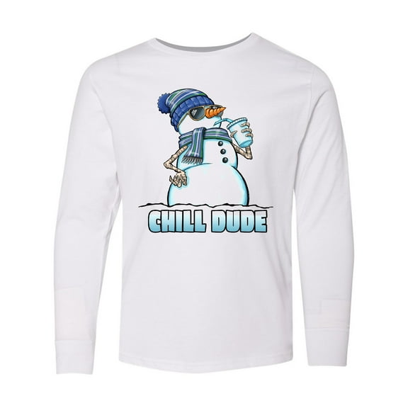 Inktastic Chill Dude Winter Snowman Long Sleeve Youth T-Shirt