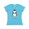thumbnail image 1 of Inktastic Chillin Penguin Women's V-Neck T-Shirt, 1 of 5