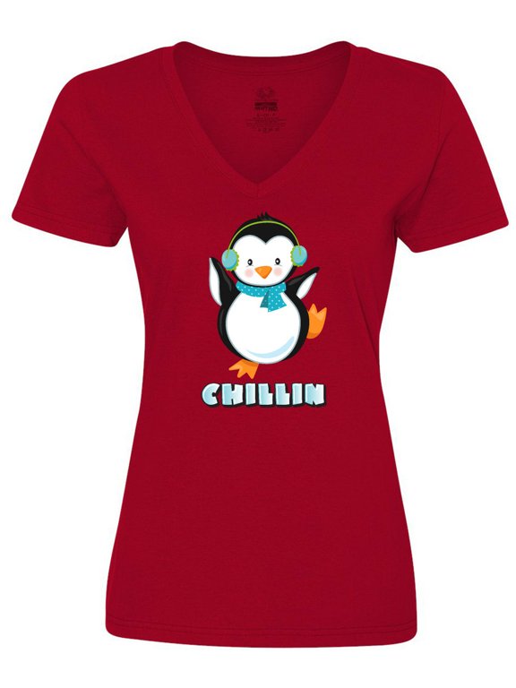 Chillin Penguin Women's V-Neck T-Shirt