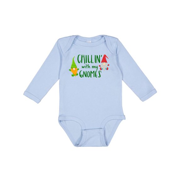 Inktastic Chillin' with My Gnomes Boys or Girls Long Sleeve Baby Bodysuit