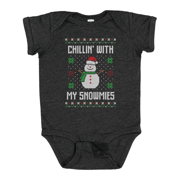 Inktastic Chillin' with My Snowmies Sweater Style Snowman Boys or Girls Baby Bodysuit